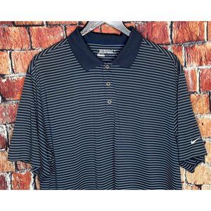 Nike Golf Tour Performance Dri-Fit Men’s Navy Blue White Striped XXL Polo Shirt